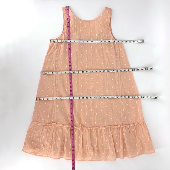 Loft Peach Embroidered Polka Dot Boho Tie Back Flounce Dress, XS - Picture 14 of 16